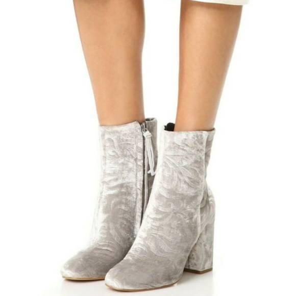 Rebecca Minkoff Shoes - Rebecca Minkoff Bryce Embossed Silver Velvet Boots